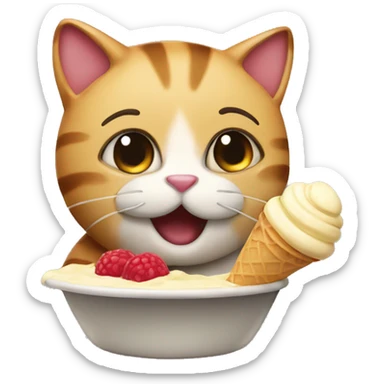 gatto che mangia un gelato  sticker