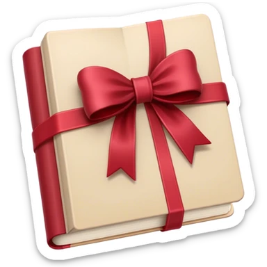 beautiful beige book wrapped in a crimson bow sticker