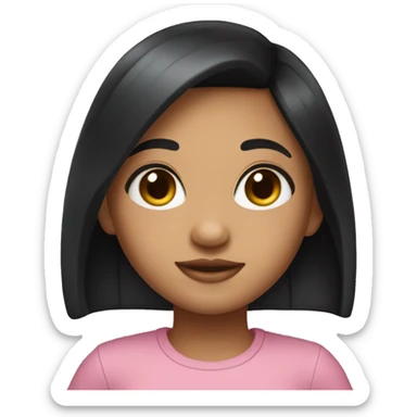 A memory of a sweet and cute girl with straight black hair and wearing hoop earrings memoji sticker