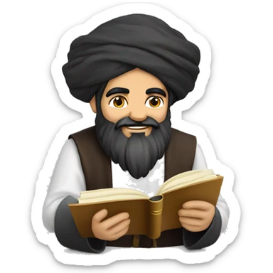 Nizami Ganjavi persian medieval author with a book in hands and black beard sticker