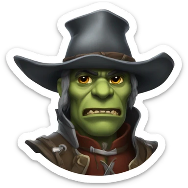 dnd orc wearing musketeer hat sticker