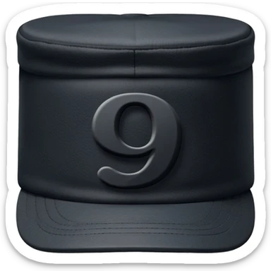 black cap with number “9” on it sticker