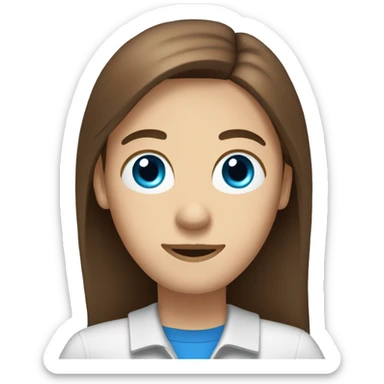 long brown hair ,blue eyes standing whole body teacher style sticker