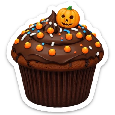 chocolate muffin with halloween decoration on top sticker