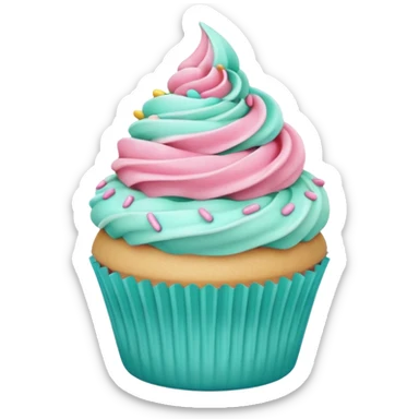 pink and aqua green cupcake  sticker