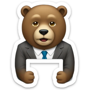 oso con de traje, trabajando con una laptop sticker