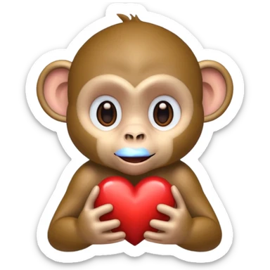 un mono con un corazon pero mas realista sticker