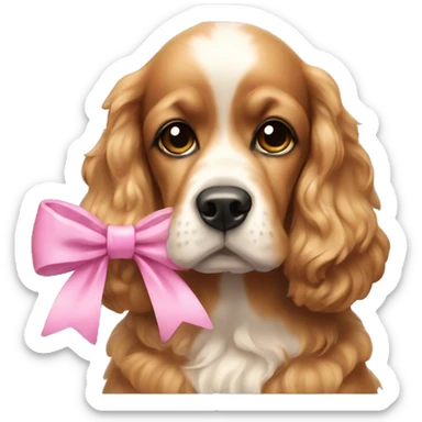 cocker dog with pink bow  sticker