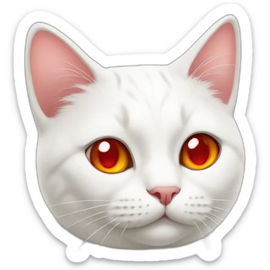 Silly White cat with red blush sticker