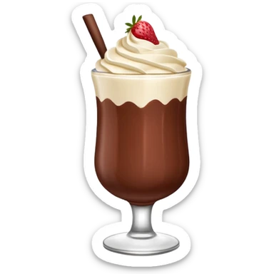 Un vaso cubierto de chocolate que arriba se vea crema batida mym y fresas encima  sticker