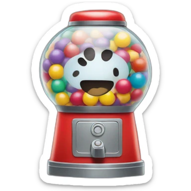 gumball machine with a face sticker