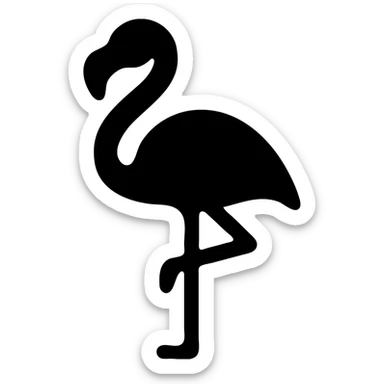 flamingo, solid icon style, filled black silhouette, minimal, modern, no background sticker