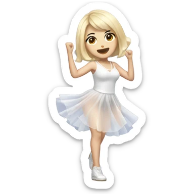 A female kpop idol, dancing with a clear dress, with a face microphone sticker