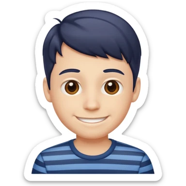 smiling boy in striped shirt sticker