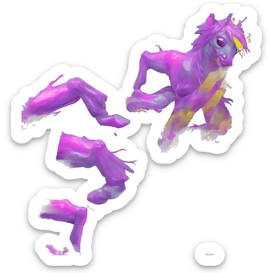 .Zombie_ Vaporwave black holographic oilslick zombie unicorn yellow caution tape sticker