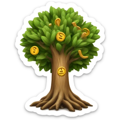a dried up tree where the root is money sticker