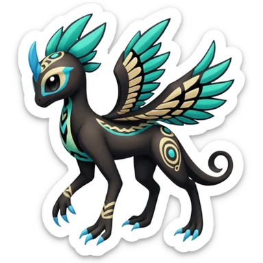 Tribal Exotic Colorful Tropical Meloetta-Venom-Stitch-Zekrom-fusion, full body, tribal markings  sticker