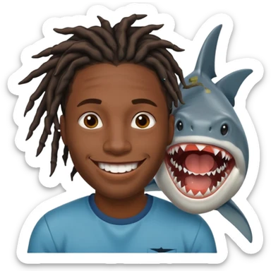Dark skin black male with locs and shark bite piercings sticker