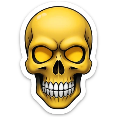 smooth black skull with graffiti brand logos, front view sticker