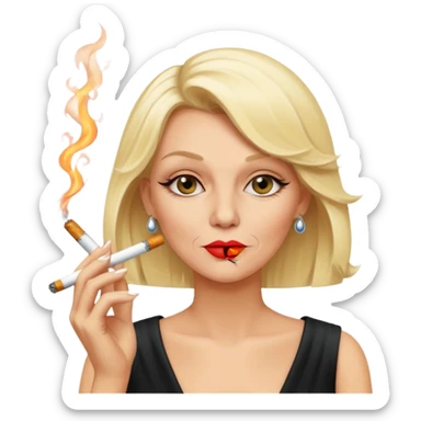 An old blonde diva smoking a cigarette sticker