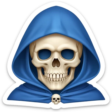 skull wearing blue hood and cloak sticker