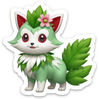 Sprigatito-Shaymin-Virizion-Meowscarada-Pokémon-Fakémon-animal-fusion (full body) sticker