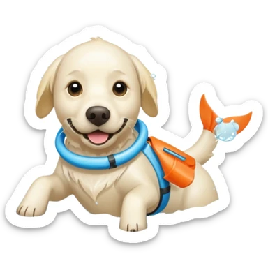 White labrador with snorkel and fins sticker