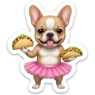 Frenchie eating Tacos with pink tutu sticker