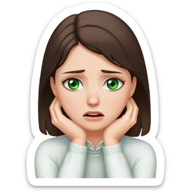 Brunette green eyed white girl super tightly holding her neck crying  sticker