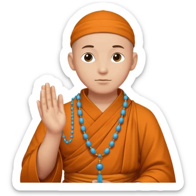 Large prayer beads looped around hand, monk sticker