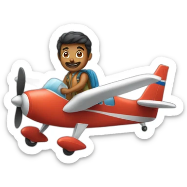 indian man flying a plane sticker