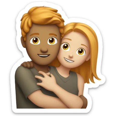 a dirty blonde girl hugging a ginger hair boy sticker
