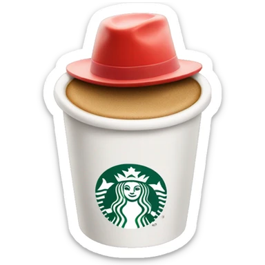 Starbucks coffee cup with a red hat sticker