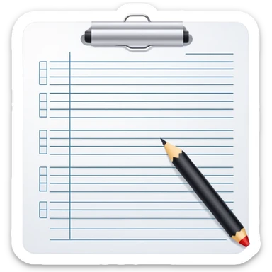 worksheet-style paper with checkboxes and horizontal lines, like a classroom handout sticker