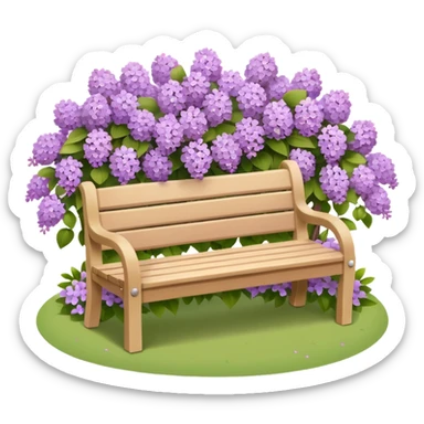 simple bench encircled by lilac flowers emoji sticker