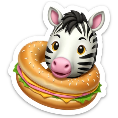 zebra eating bagel sticker