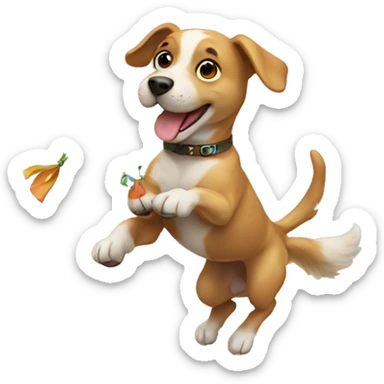 dog flying a kite sticker