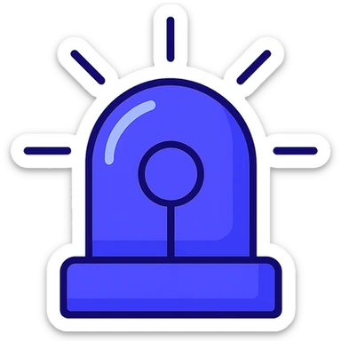 an all-round police-style beacon, rotating, in violet blue, simple and clear design, modern icon style sticker
