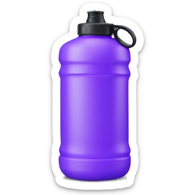 A plastic purple water bottle with a handle is a portable container designed to hold and transport water or other beverages sticker