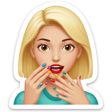 Normal emoji biting painted nail sticker