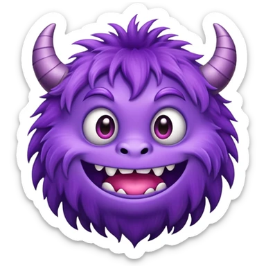 A purple monster with soft fur with a warm smile. sticker