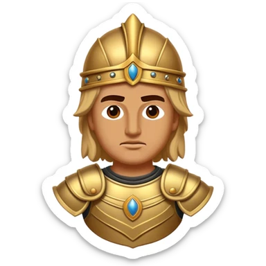Cinematic Realistic Alexander the Great Portrait Emoji, depicted as a bold, charismatic ancient conqueror in regal armor with a commanding gaze, rendered with lifelike textures and dramatic heroic lighting that captures his legendary ambition. sticker