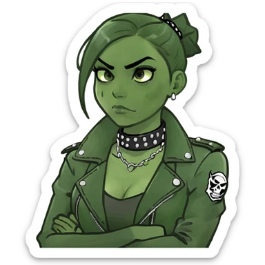 girl arms crossed around neck and looks mad sticker
