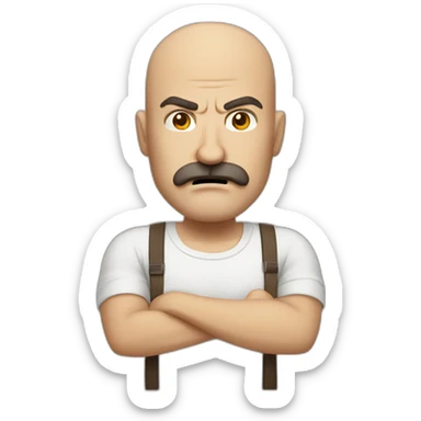 Angry Bald middle aged guy with brown hair and thick brown mustache sticker