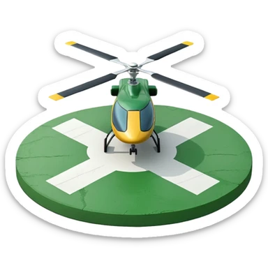 a helipad with a green surface and an H in the center sticker
