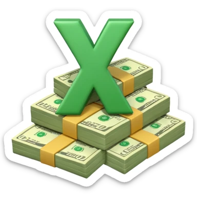 start with a 3d number 10 and letter x, "10x" and to its right, a cash pile, make bills rectangular, looking like a multiplier of the wad of cash sticker