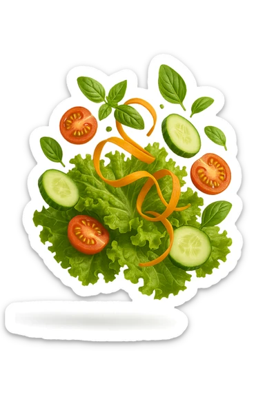INSALATA FLUTTUA IN ARIA, iperrealistico 4k sticker