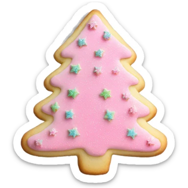 pink frosted christmas tree sugar cookie sticker
