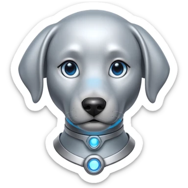 cyber labrador with futuristic metallic accents and glowing eyes sticker