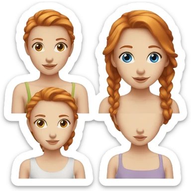 ginger girl with blue eyes with brunette girl with brown eyes sticker